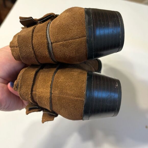 Sam Edelman Petal Ankle Bootie Brown Suede Buckle Zip Ankle Boot Size 7 - Picture 8 of 12